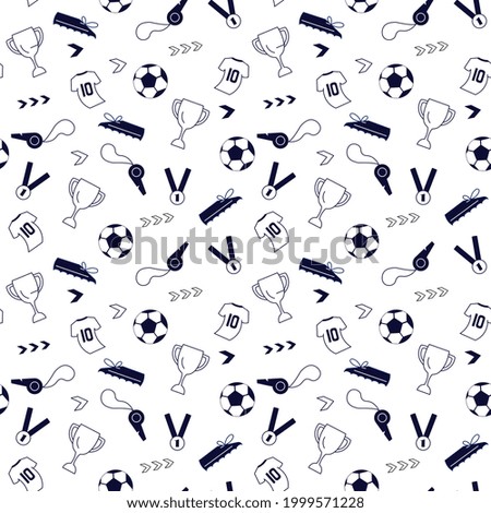 Seamless pattern from sport equipment and dynamics lines. Sport accessories isolated on white background. Contemporary Flat Illustration