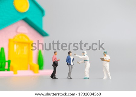 Miniature people PPE medical visit for check coronavirus at home , Health care concept