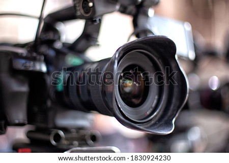 Film industry. detail of Video camera. Broadcasting and Recording with Digital Camera