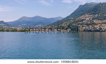 Lugano City at Lake in Switzerland Landscape