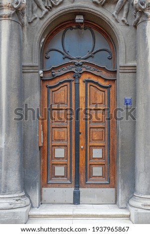Brown Wood Double Door Building Entrance Belgrade