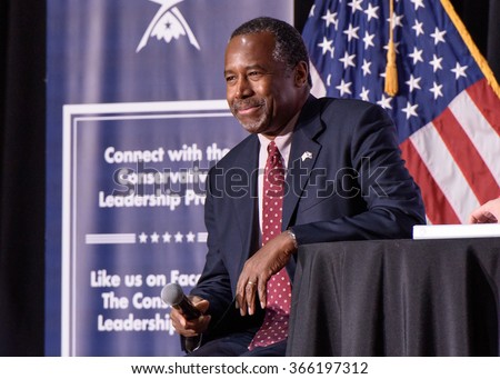 January 18, 2016 - Columbia S.C: Presidential candidate Ben Carson speaking  at the Conservative Leadership Project Presidential Forum hosted by Attorney General Alan Wilson(SC).