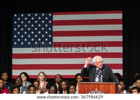 September 12, 2015 - Columbia S.C: Bernie Sanders speaks to an enthusiastic crowd of college students about inequality and justice reform at historical black college Benedict College
