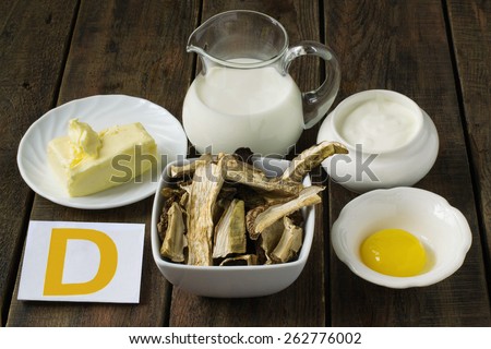Ingredients rich in vitamin D: butter, cream, egg yolk, sour cream, dried mushrooms