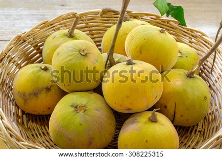 Sentul fruit in wicker basket. Thai fruit.
