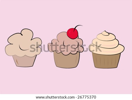 cute cupcakes images. stock vector : 3 cute cupcakes
