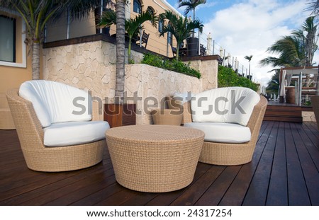 Deck chairs, luxury resort, Playa del Carmen