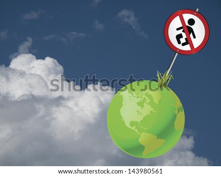 Concept of earth to regulate the growing global population against a cloudy blue sky