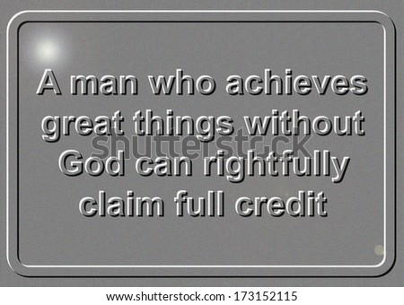 Embossed metal atheist quotation sign