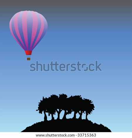 Remote Island with Hot Air Balloon