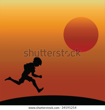 Boy Running Silhouette