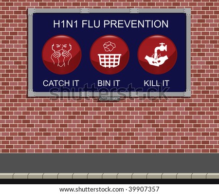 Advertising board with H1N1 flu prevention measures