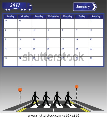 january calendars 2011. stock vector : 2011 January