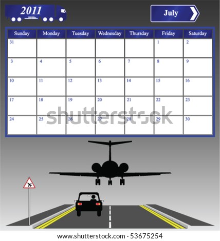 july calendar for 2011. stock vector : 2011 July