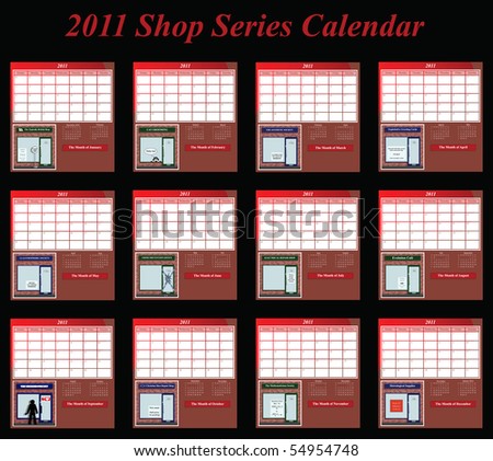 2011 calendar month by month. stock photo : 2011 Shop series