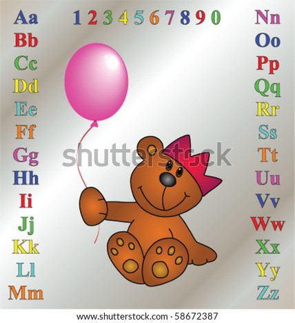 cartoon images of children learning. stock vector : Children's learning aid with cartoon teddy bear
