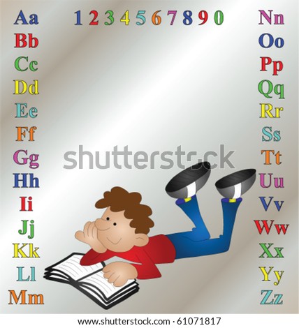 cartoon images of children reading. stock vector : Children's learning aid with cartoon boy reading