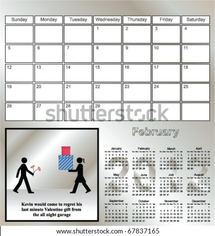 calendar february 2012. stock vector : 2012 Kevin
