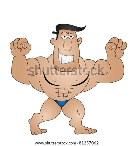 Cartoon Strong Man Isolated On White Back Ground Stock Vector 81257062