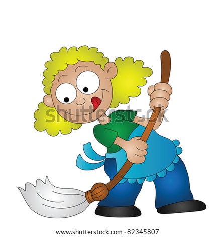 Sweeping Floor Cartoon