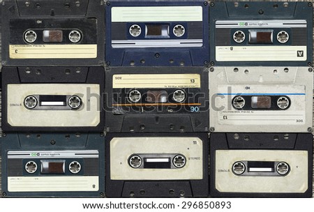 Audio cassettes. Retro background
