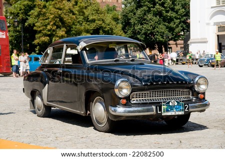 stock photo WARSAW JULY 7 1964 Wartburg 1000 on Car Competition during 