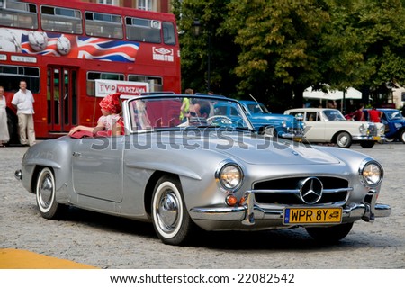 stock photo WARSAW JULY 7 1962 Mercedes 190 SL on Car Competition 