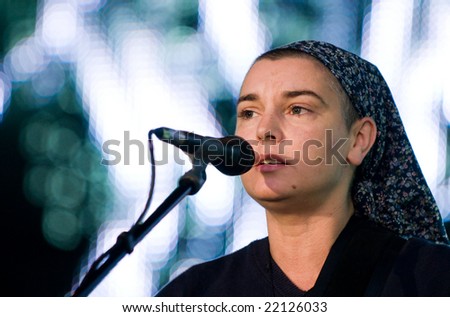 WARSAW - MAY 31: Irish singer Sinead O'Connor during the City Culture Zone festival. Square in front of the Palace of Culture and Science. May 31, 2008 in Warsaw, Poland.