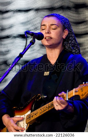 WARSAW - MAY 31: Irish singer Sinead O\'Connor during the City Culture Zone festival. Square in front of the Palace of Culture and Science. May 31, 2008 in Warsaw, Poland.