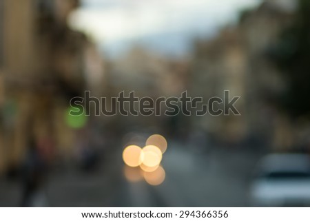 Cityscape bokeh. Background out of focus. Fairy defocused photo. Can use as wallpaper, backdrop design.