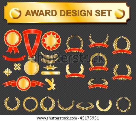 Medal Vector Free on Award Design Set   Medals  Badges And Laurels Stock Vector 45175951