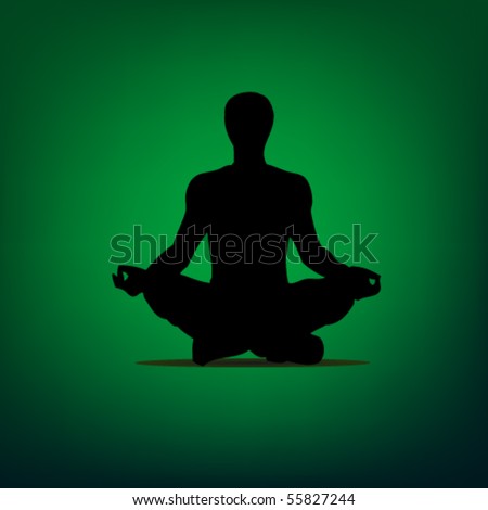yoga man on the green background