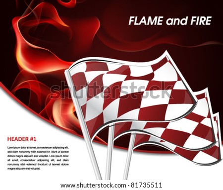 Auto Racing Poster on Racing Poster With Flames Of Fire And Racing Flag Stock Vector