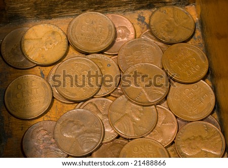wheat pennies in cash register drawer