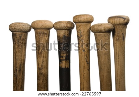 Old wood baseball bats isolated on white