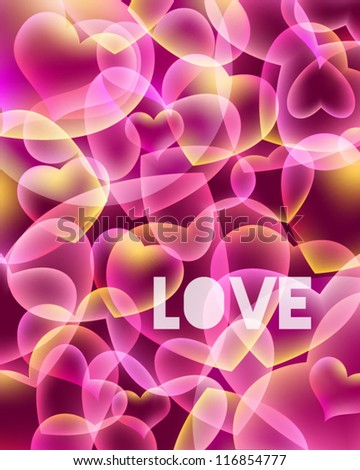 Abstract love background with hearts, clipping mask used