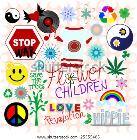Logo Design Love on Hippie Design Elements Stock Vector 25555405   Shutterstock