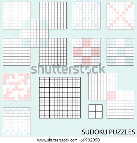 Free Crossword Puzzles on Collection Of Various Blank Sudoku Puzzle Templates Stock Vector