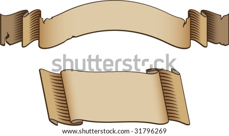 stock vector two old school style banners ribbons