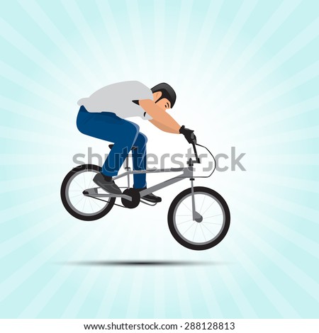 Bmx cyclist vector illustration. Bmx sport art. Bmx jump.