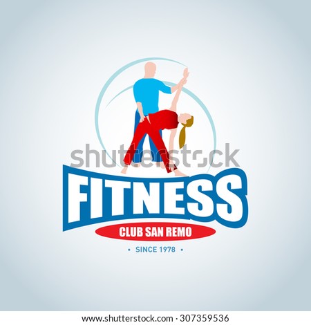 Fitness logo template. Man and woman fitness . Gym club logotype. Sport Fitness club creative concept.