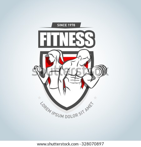 Man and woman Fitness logo template. Gym club logotype. Sport Fitness club creative concept. Bodybuilder Fitness Model Illustration, Sign, Symbol, badge.