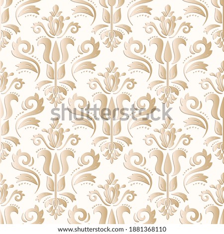 Seamless oriental ornament. Colored traditional oriental pattern with 3D elements, shadows and highlights