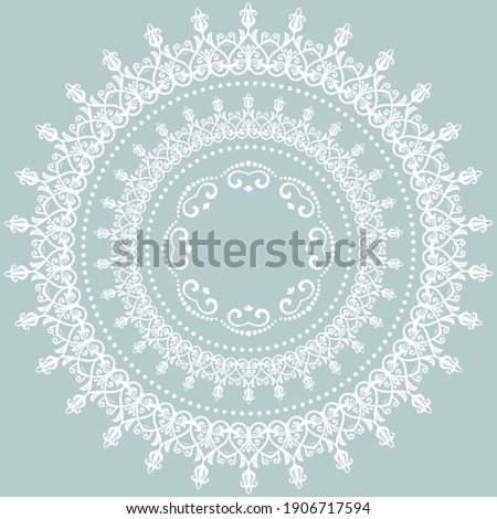 Elegant vintage ornament in classic style. Abstract traditional round white pattern with oriental elements. Classic vintage pattern