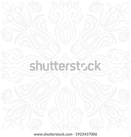 Oriental pattern with arabesques and floral light gray elements. Traditional classic ornament. Vintage pattern with arabesques