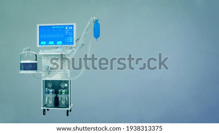 healthcare 3d illustration, ICU medical ventilator renders