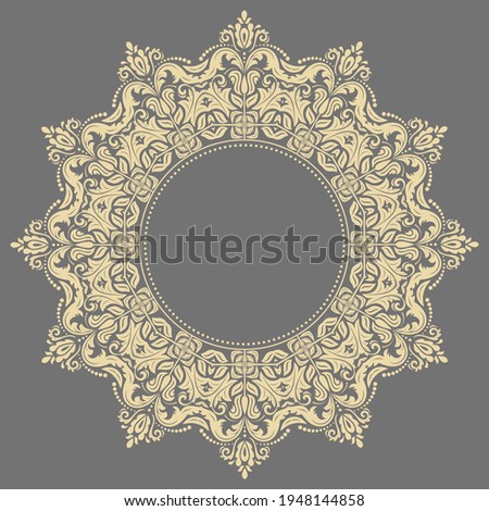 Elegant vintage ornament in classic style. Abstract traditional round golden pattern with oriental elements. Classic vintage pattern