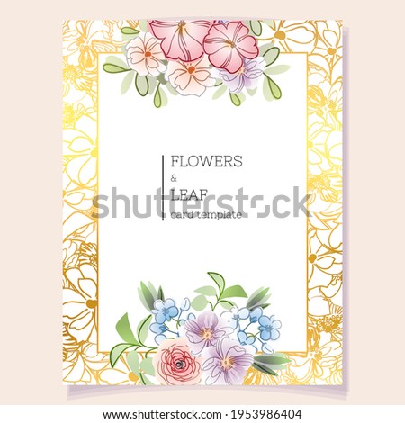 Vintage delicate greeting invitation card template design with flowers for wedding, marriage, bridal, birthday, Valentine\'s day.