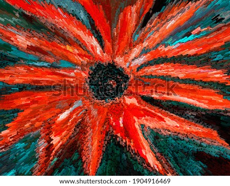 Bright water color painting of red flower