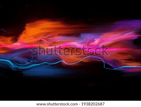 Hand drawn digital illustration or drawing of an abstract colorful fire